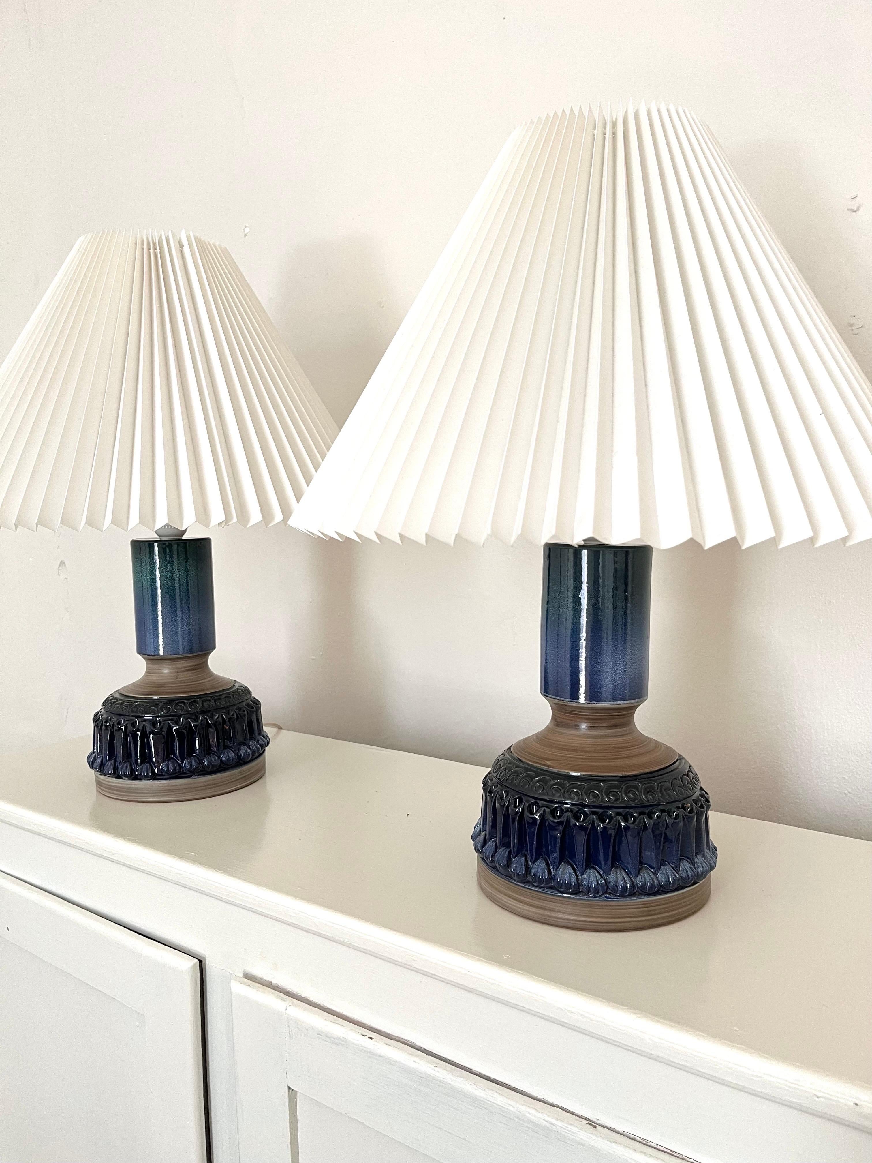 Pair of Vintage Italian Ceramic Table Lamps, 1960s In Good Condition For Sale In Frederiksberg C, DK