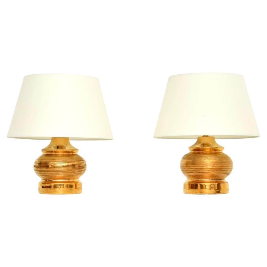 Paire de lampes de bureau italiennes vintage en céramique par Bitossi en vente