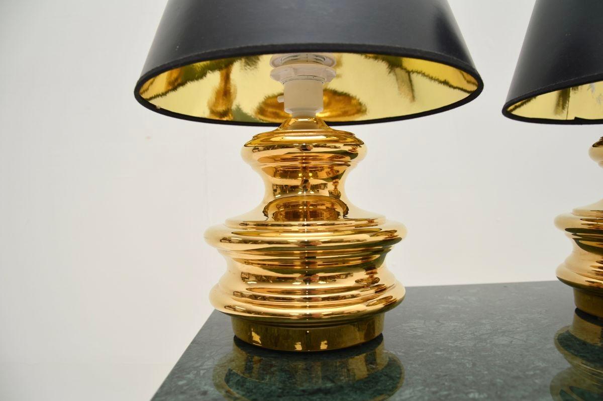 Paar italienische Vintage-Tischlampen aus Keramik (Gemalt) im Angebot