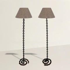 Pair of Vintage Italian Chain Link Floor Lamps