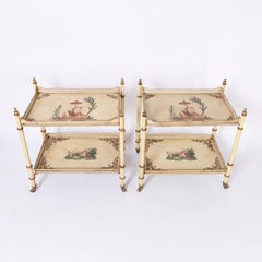 Coppia di carrelli da portata in finto bambù e cineserie italiana d'epoca