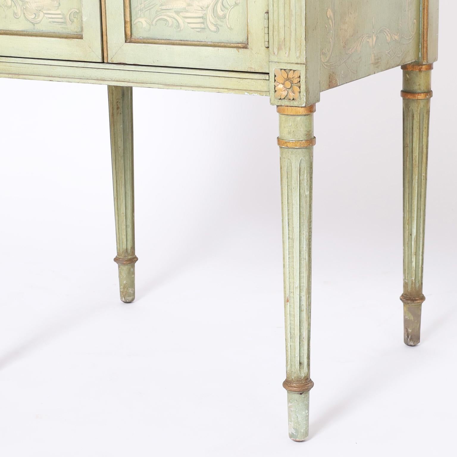 Pair of Vintage Italian Chinoiserie Painted Neo Classic Stands For Sale 3