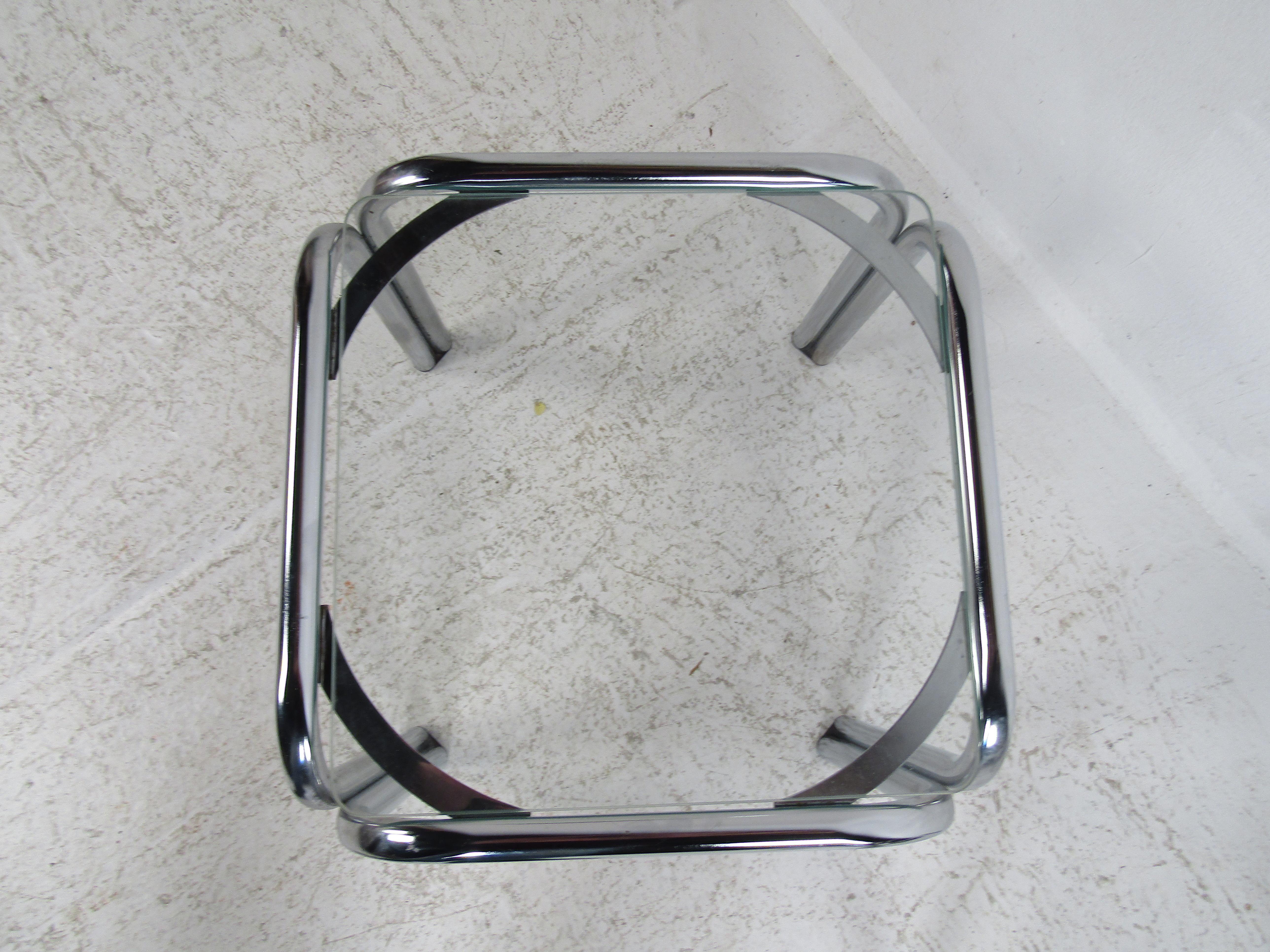 Late 20th Century Pair of Vintage Italian Chrome Side Tables