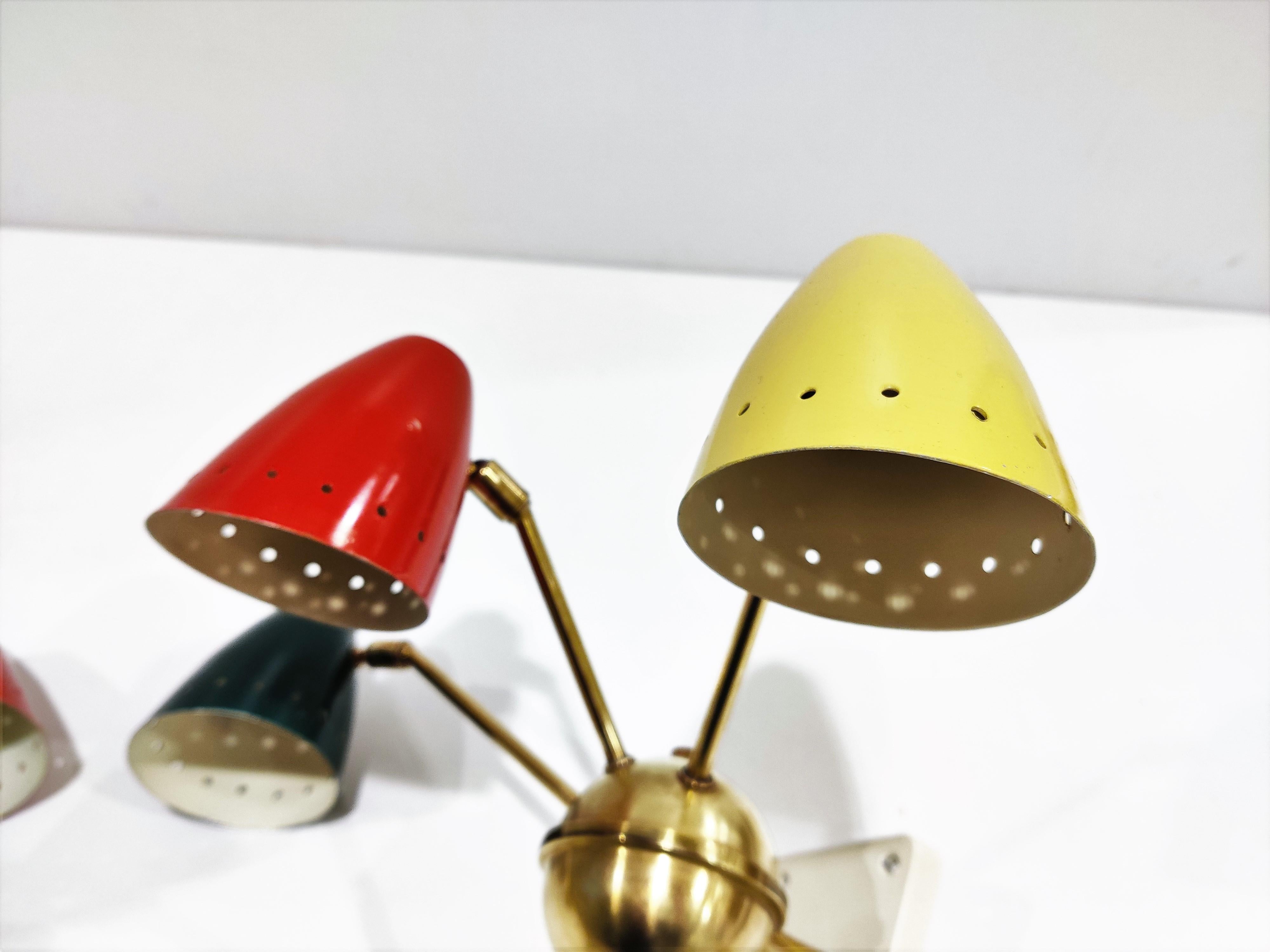 Mid-20th Century Pair of Vintage Italian Colored Wall Lights, 1950s