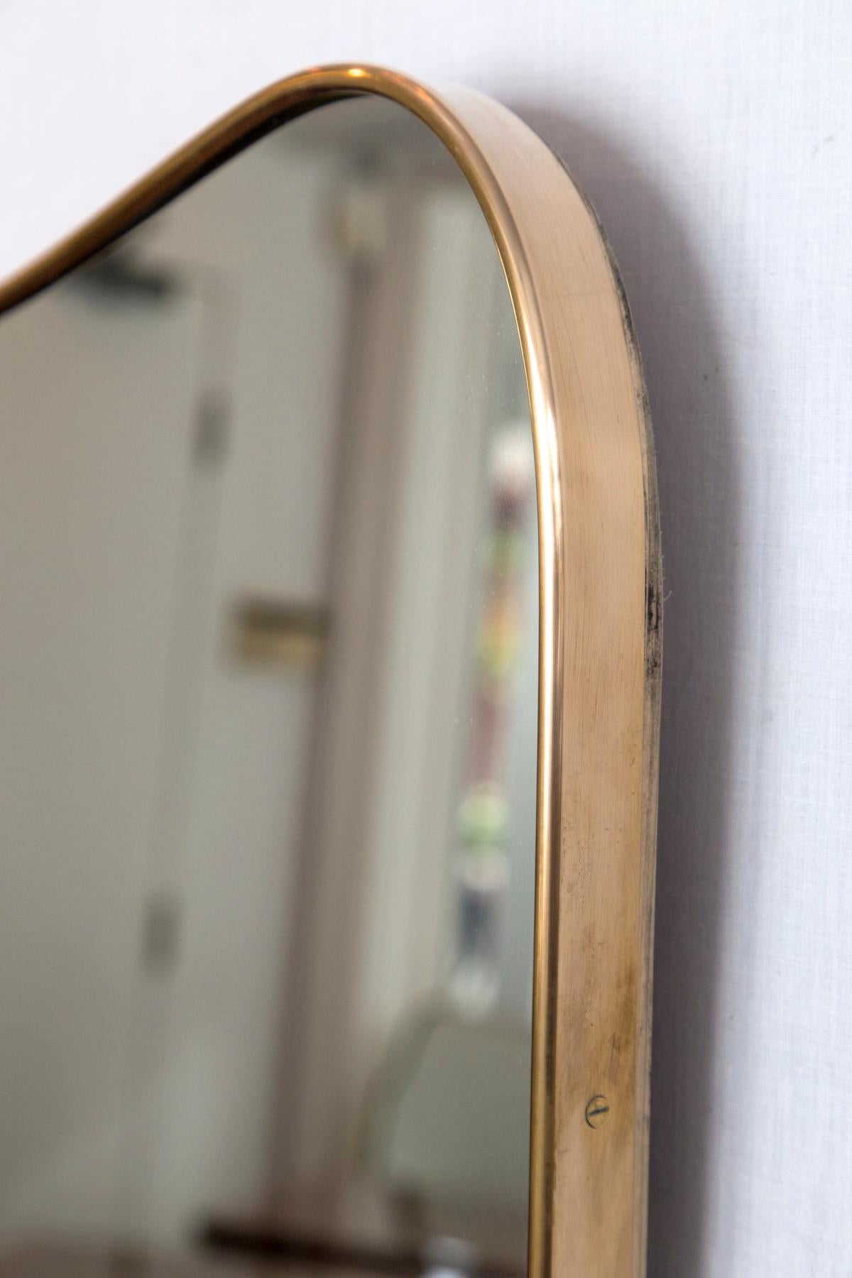 Late 20th Century Pair of Vintage Italian Design Brass Mirrors