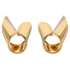 Pair of Vintage Italian Diamond 18k Gold Earrings