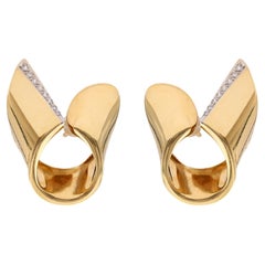 Pair of Vintage Italian Diamond 18k Gold Earrings