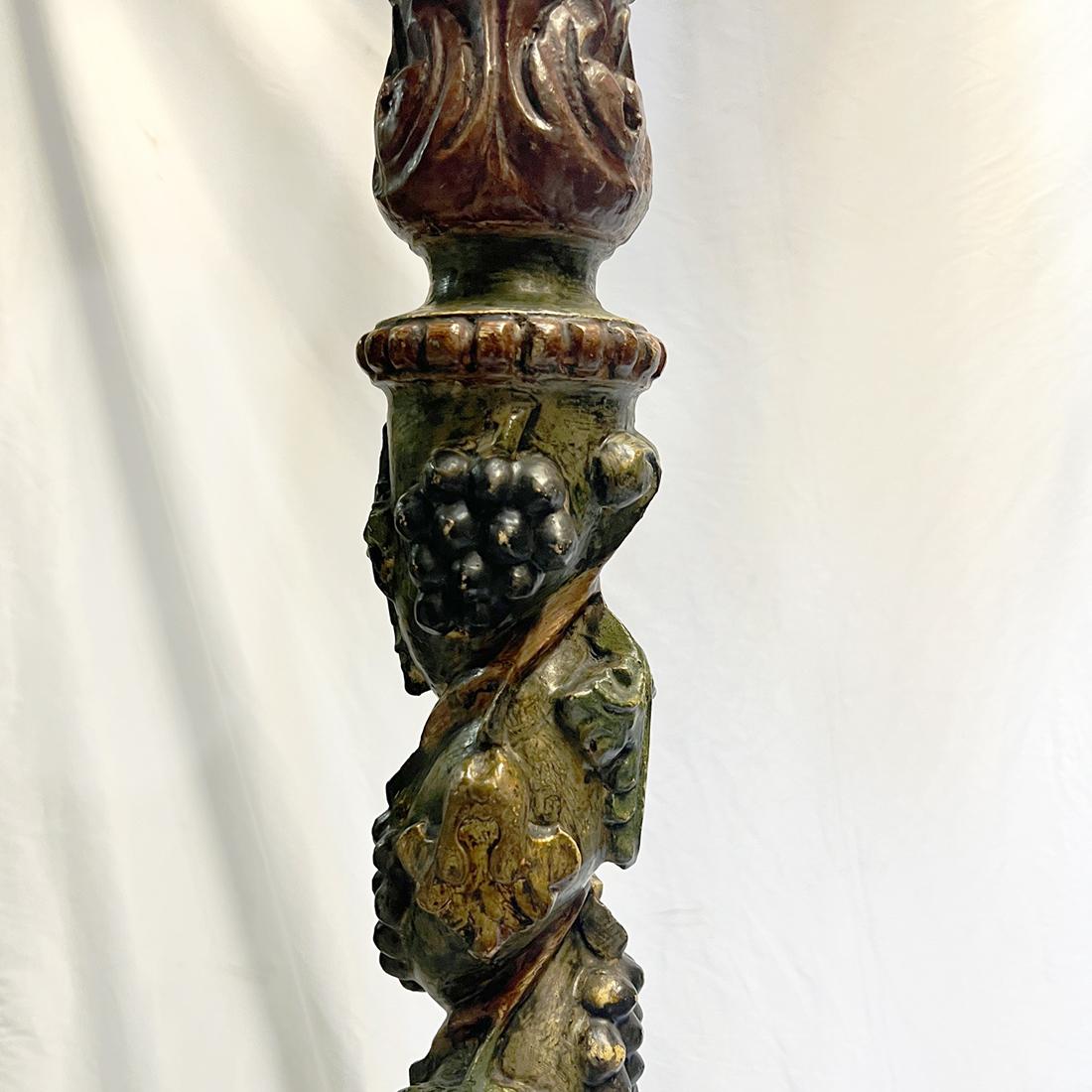 Pair of circa 1940's Italian vintage floor lamps with foliage and grape motif.

Measurements:
Height of body: 51