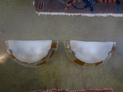Pair of Vintage Italian Fontana Arte Style Glass Sconces