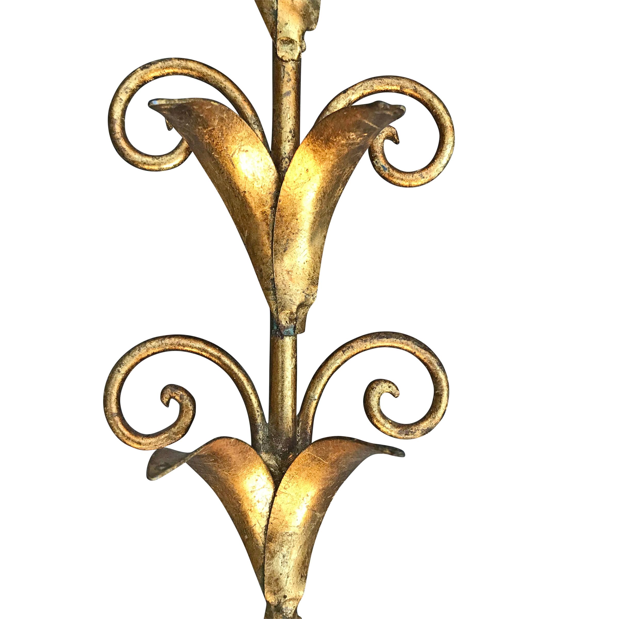 American Pair of Vintage Italian Gilt Candle Sconces
