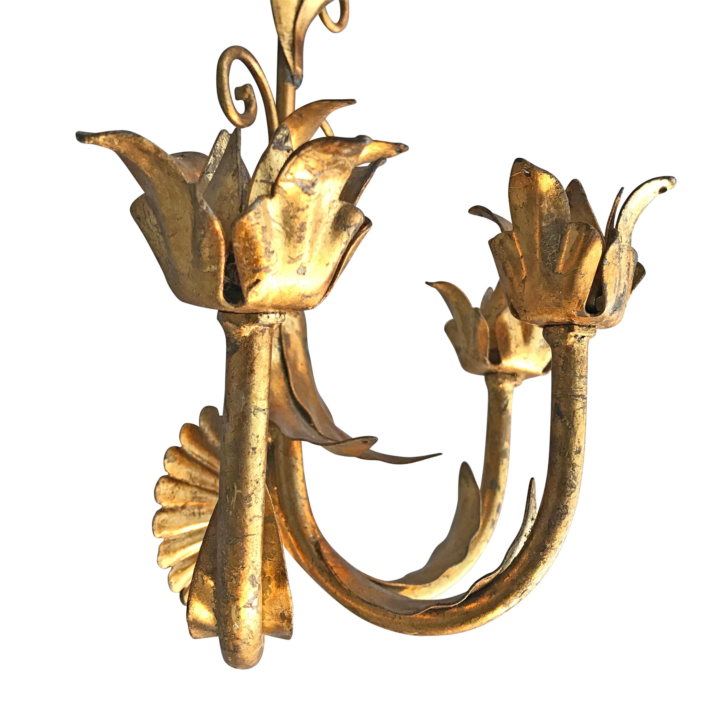 Mid-20th Century Pair of Vintage Italian Gilt Candle Sconces
