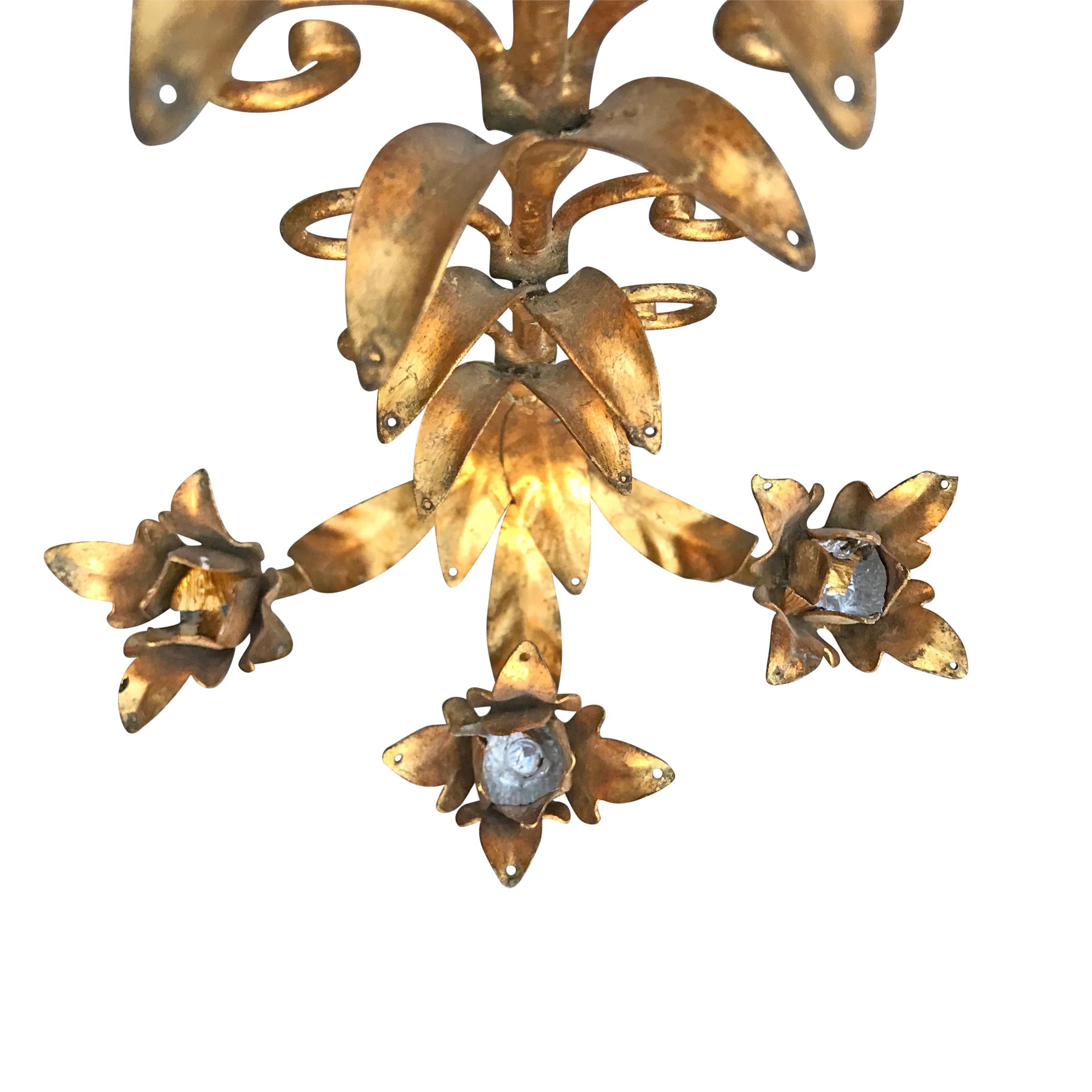 Pair of Vintage Italian Gilt Candle Sconces 1