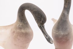 Pair of Vintage Italian Gino Cenedese Vetri Murano Frosted Glass Birds