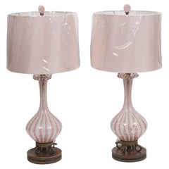 Pair of Vintage Italian Glass Lamps