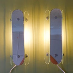 Pair of Vintage Italian Glass & Mirror Sconces in the Style of Veca, 1970's