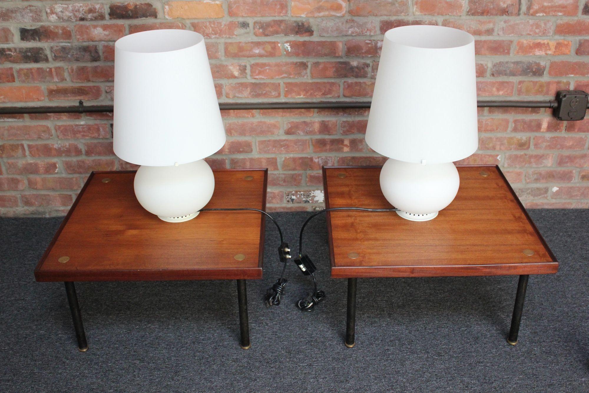 Mid-Century Modern Pair of Vintage Italian Glass Table Lamps by Max Ingrand for Fontana Arte