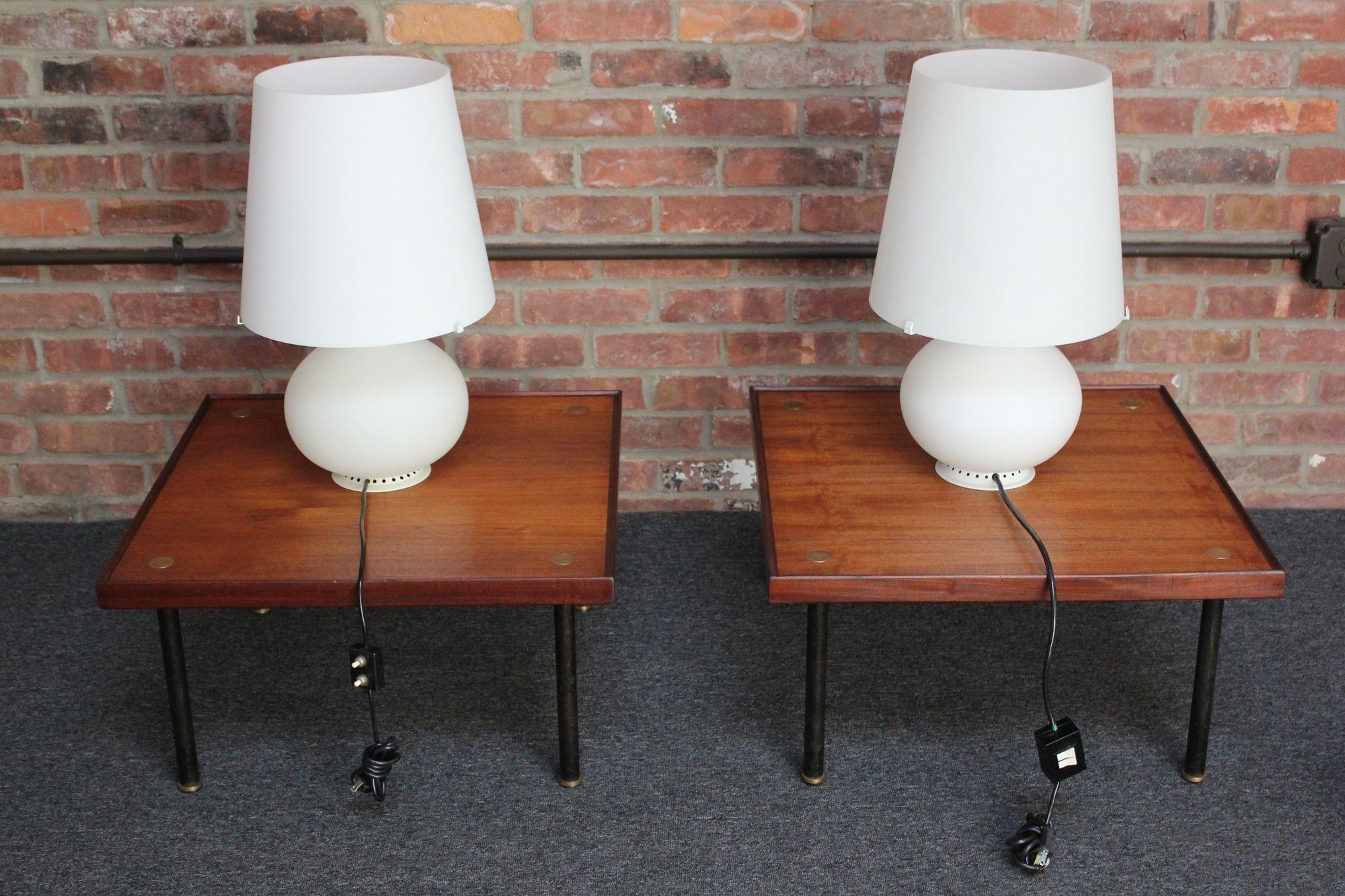 Pair of Vintage Italian Glass Table Lamps by Max Ingrand for Fontana Arte In Good Condition In Brooklyn, NY