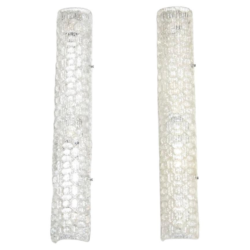Pair of Vintage Italian Glass Wall Sconce Lamps For Sale