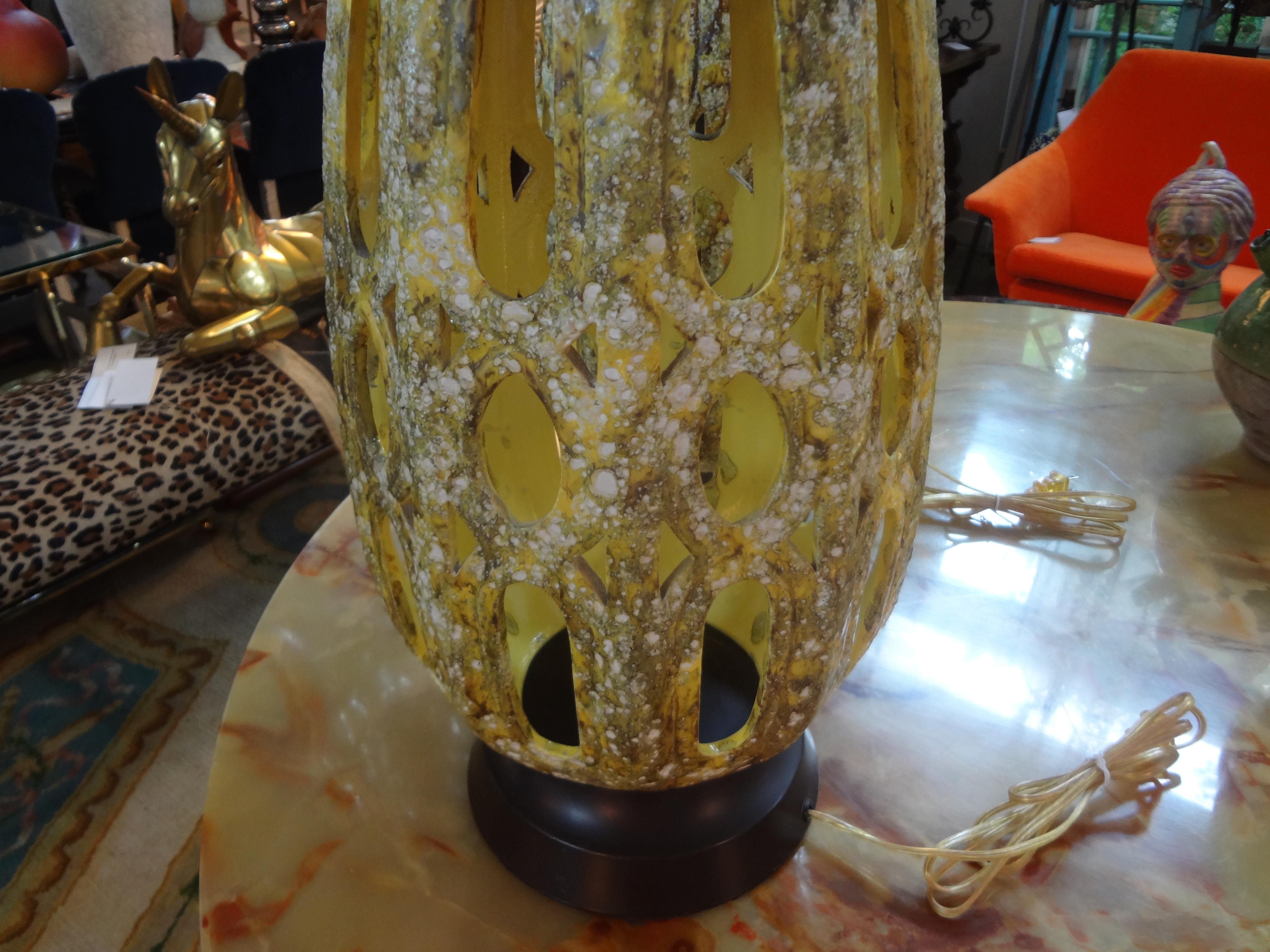 Pair of Vintage Italian Glazed Ceramic Lamps, Marbro Attributed 3