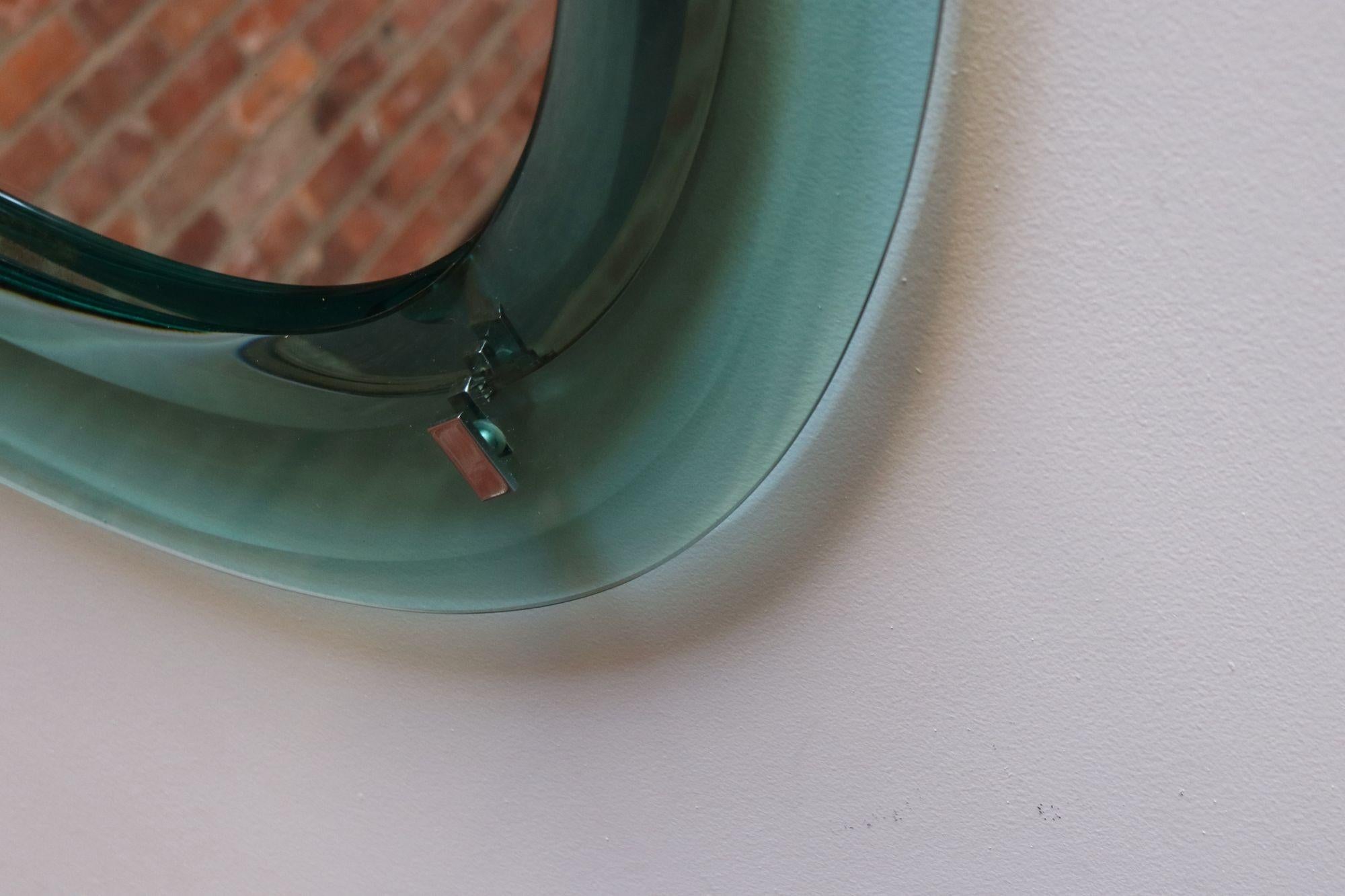 Paar italienische grüne Vintage-Wandspiegel aus grünem Glas in Tropfenform von Cristal Arte im Angebot 10