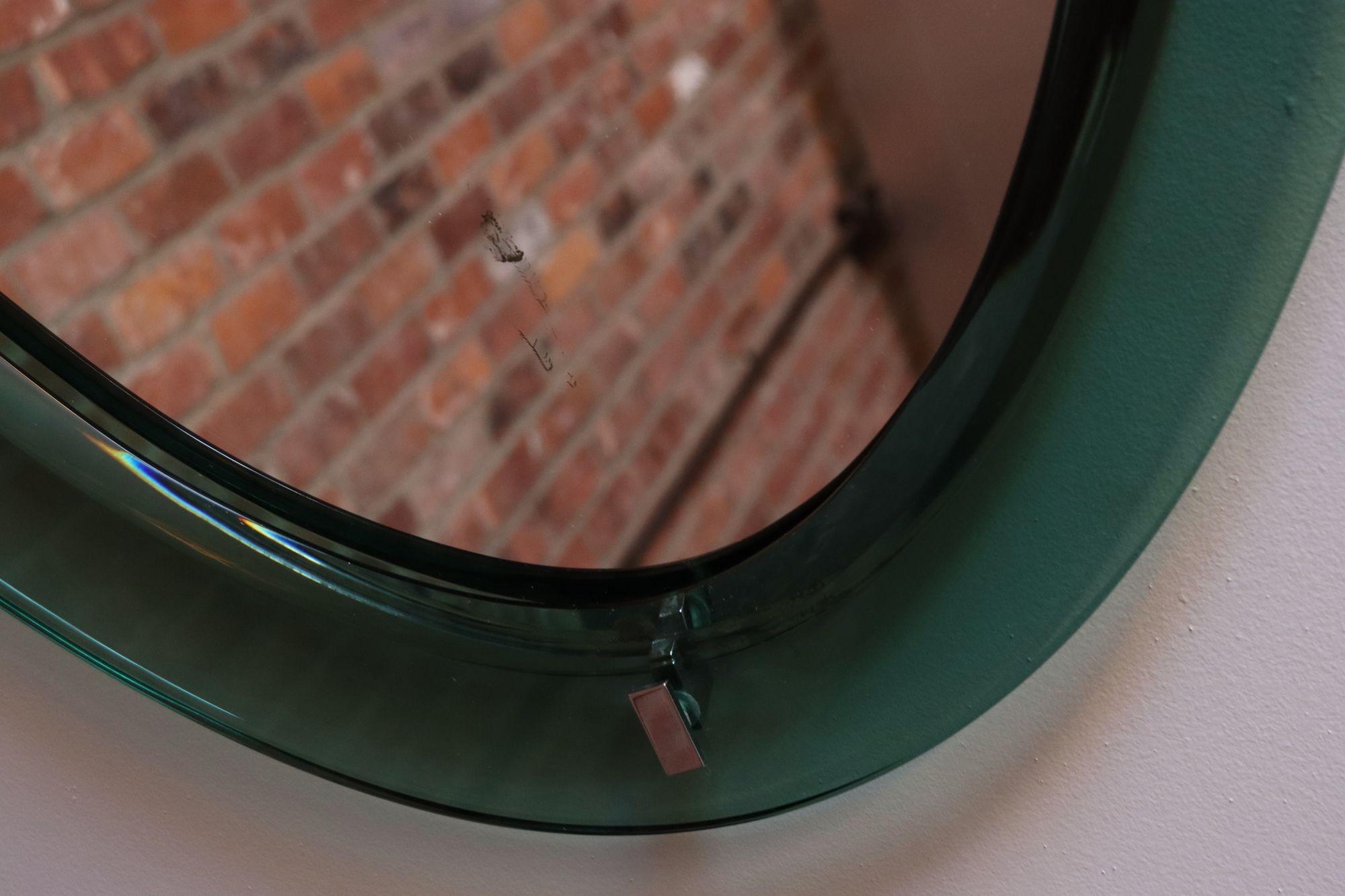 Paar italienische grüne Vintage-Wandspiegel aus grünem Glas in Tropfenform von Cristal Arte im Angebot 2