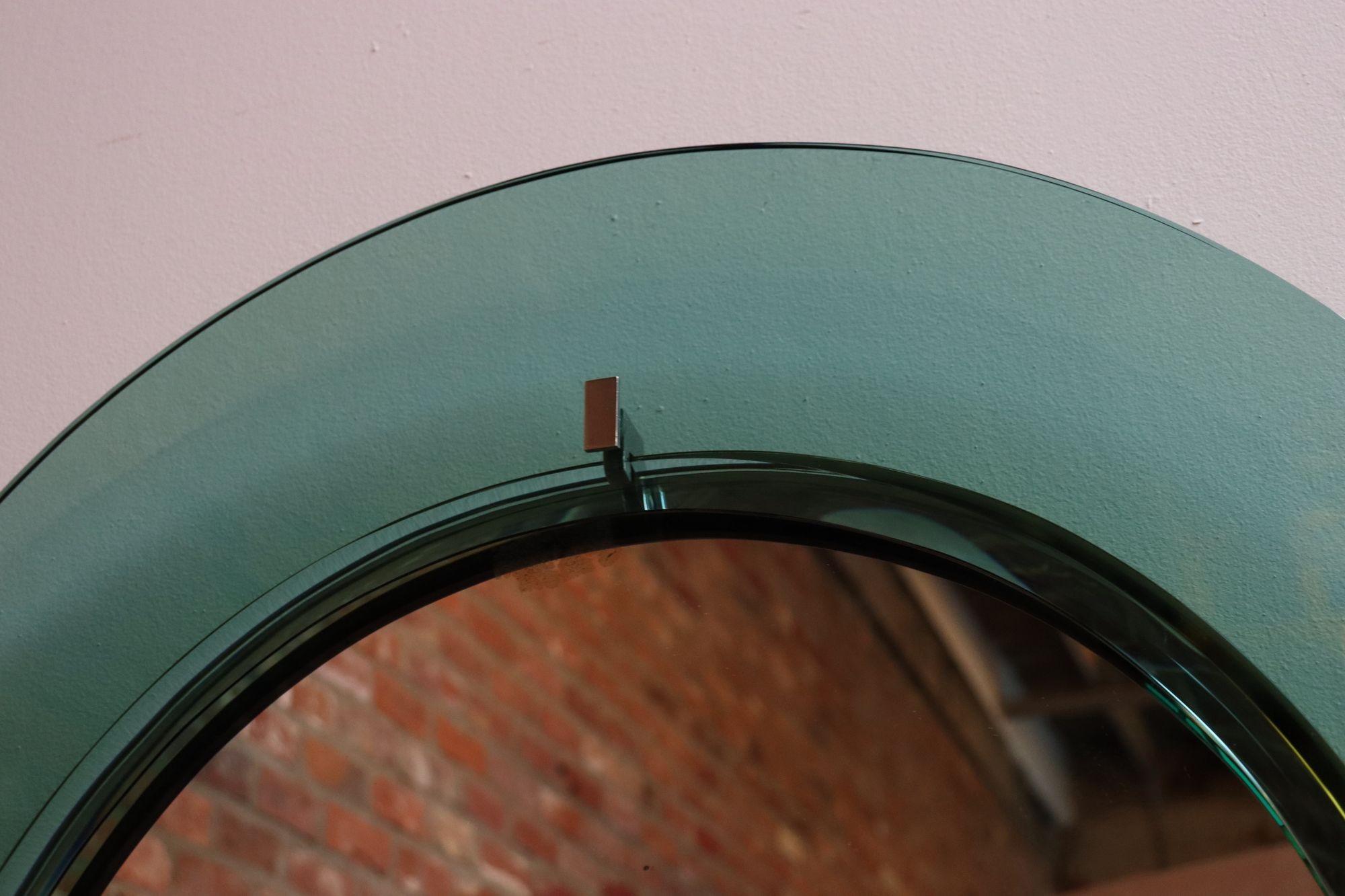 Paar italienische grüne Vintage-Wandspiegel aus grünem Glas in Tropfenform von Cristal Arte im Angebot 5