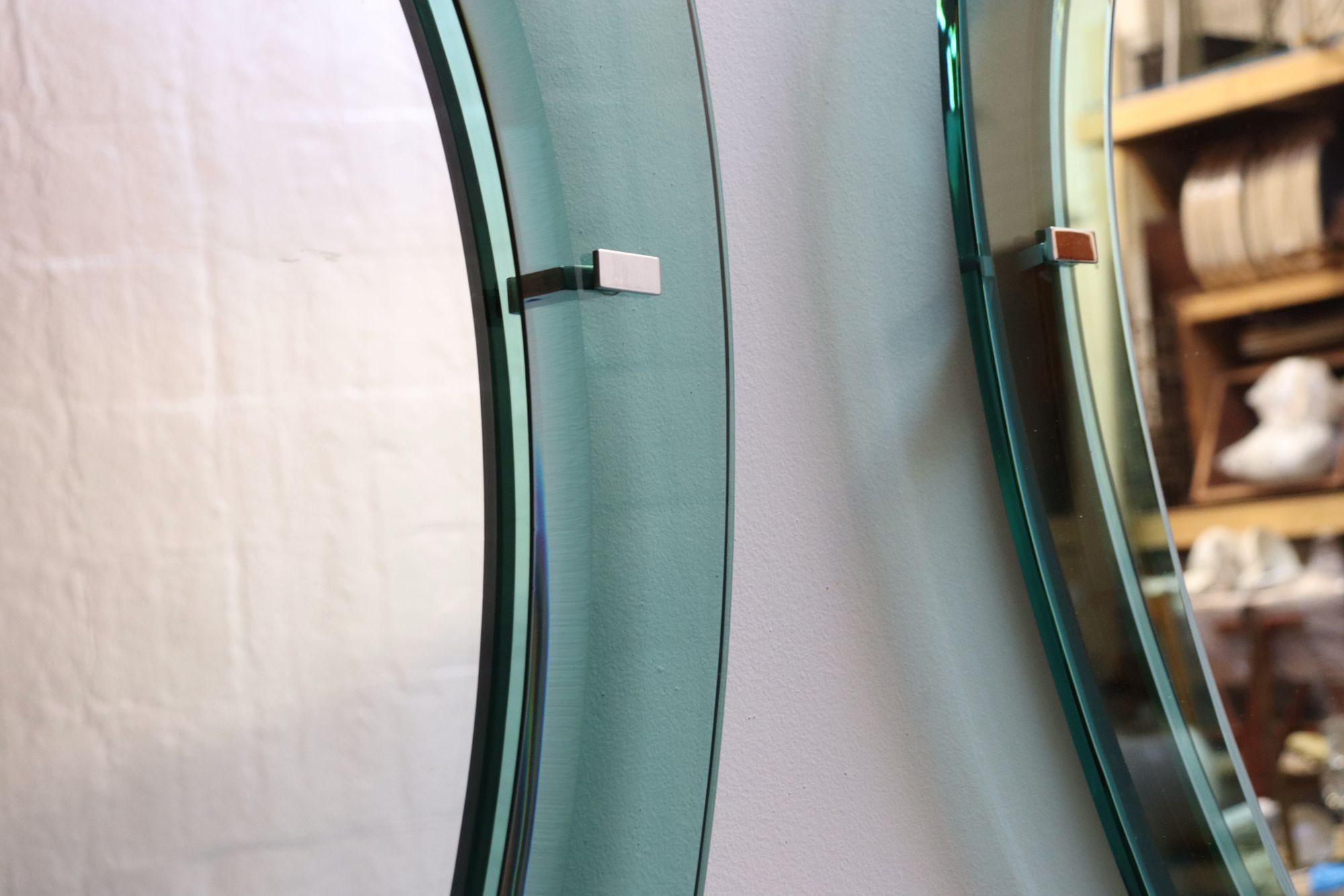 Paar italienische grüne Vintage-Wandspiegel aus grünem Glas in Tropfenform von Cristal Arte im Angebot 13