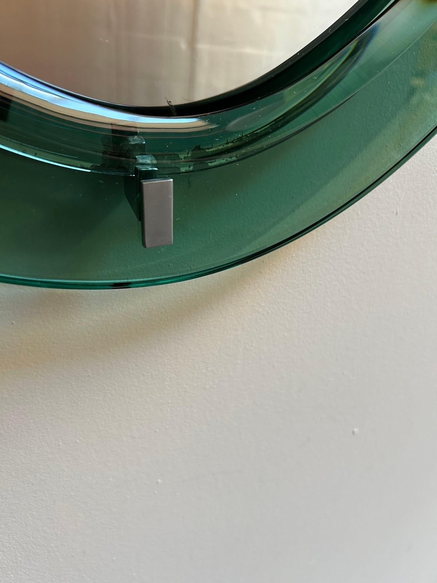 Paar italienische grüne Vintage-Wandspiegel aus grünem Glas in Tropfenform von Cristal Arte (Mitte des 20. Jahrhunderts) im Angebot