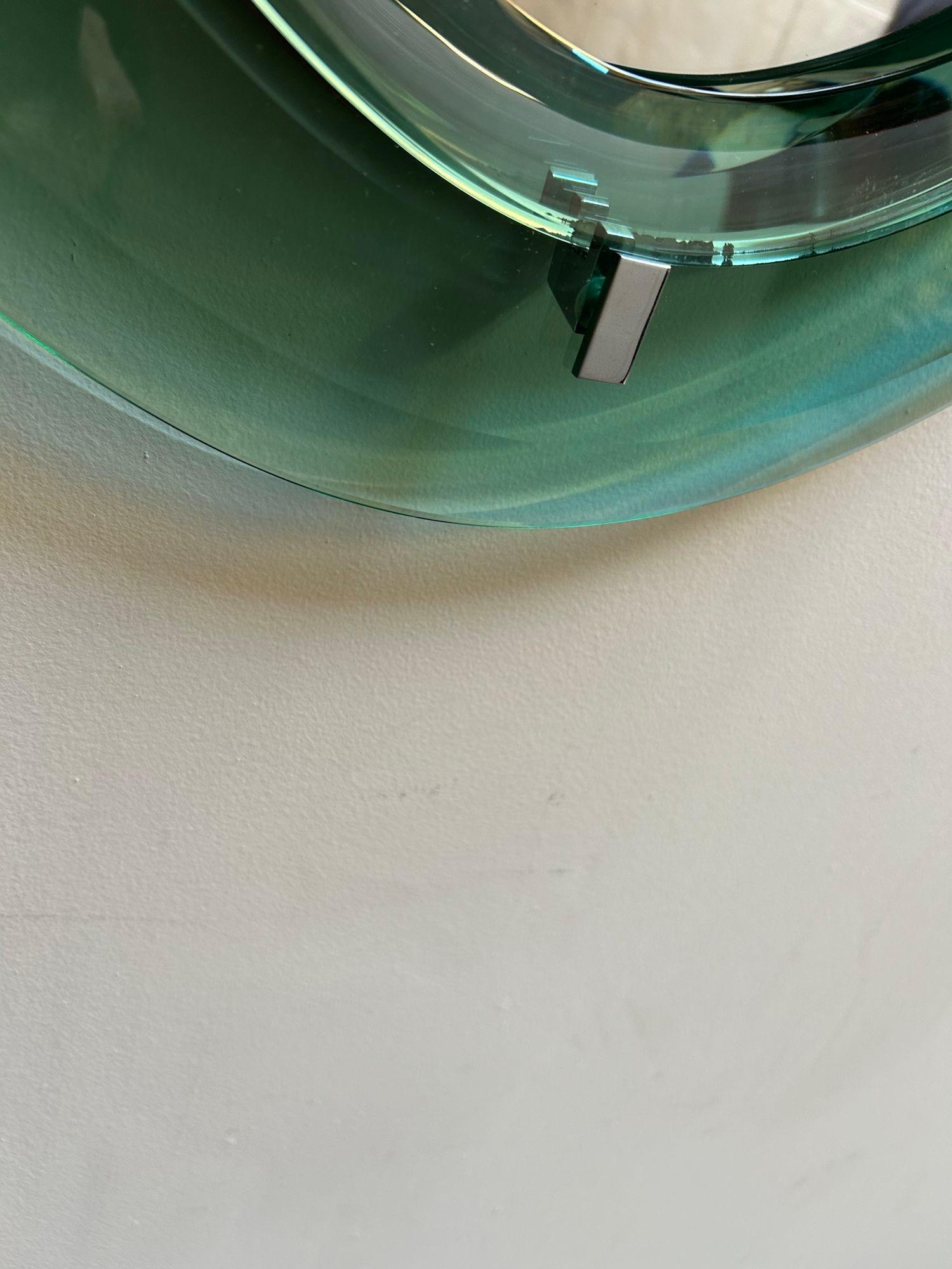 Paar italienische grüne Vintage-Wandspiegel aus grünem Glas in Tropfenform von Cristal Arte im Angebot 4