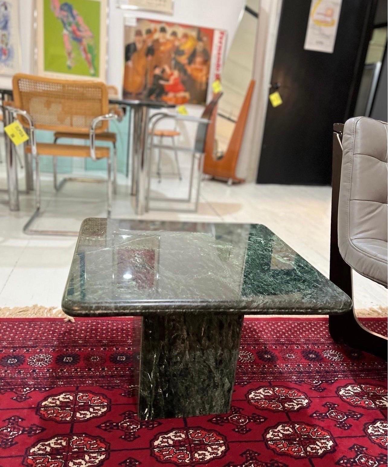 Pair of Vintage Italian Green Marble End Tables or Coffee Tables 2