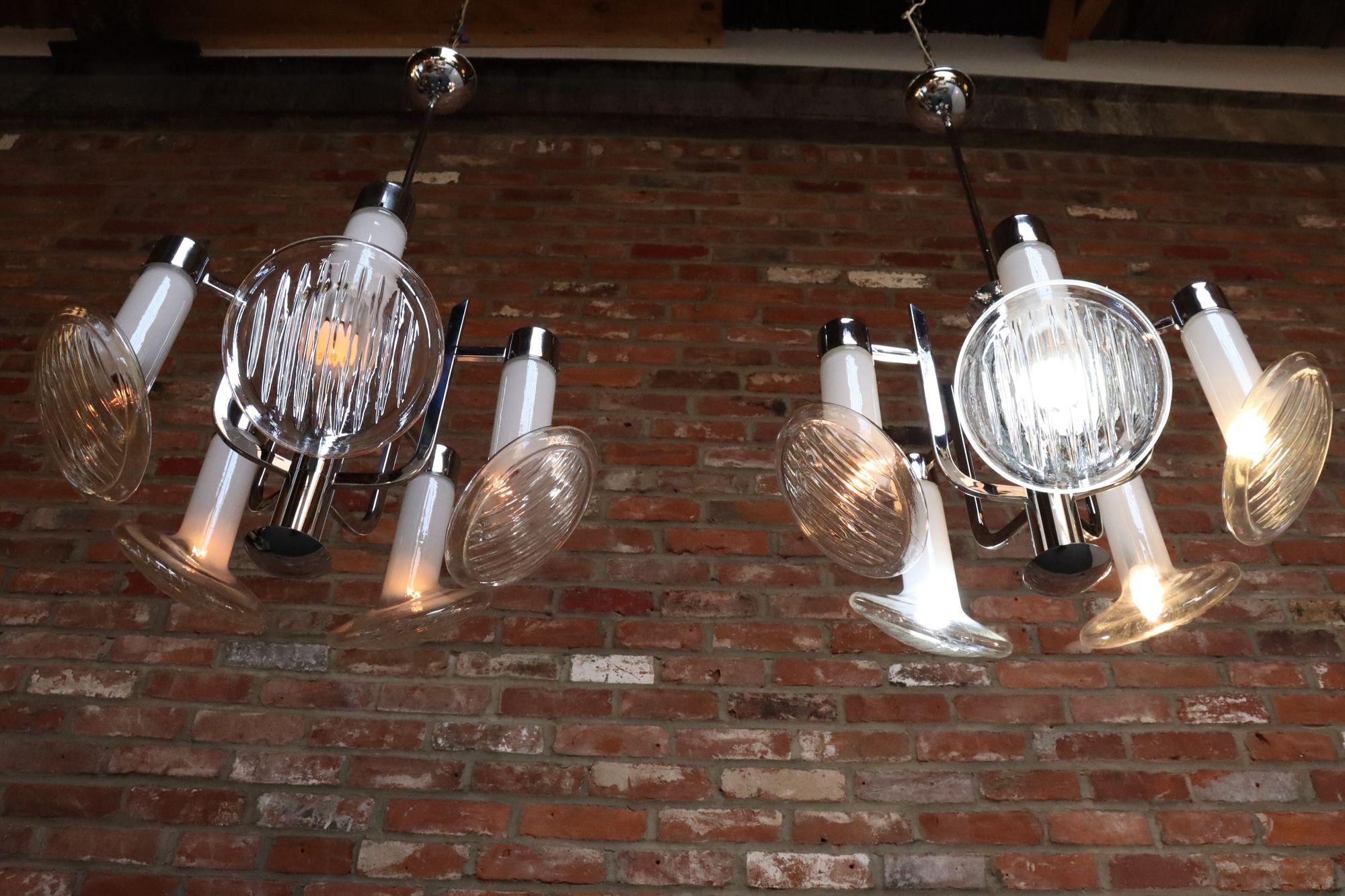 Calco Coppia di lampadari italiani d'epoca 