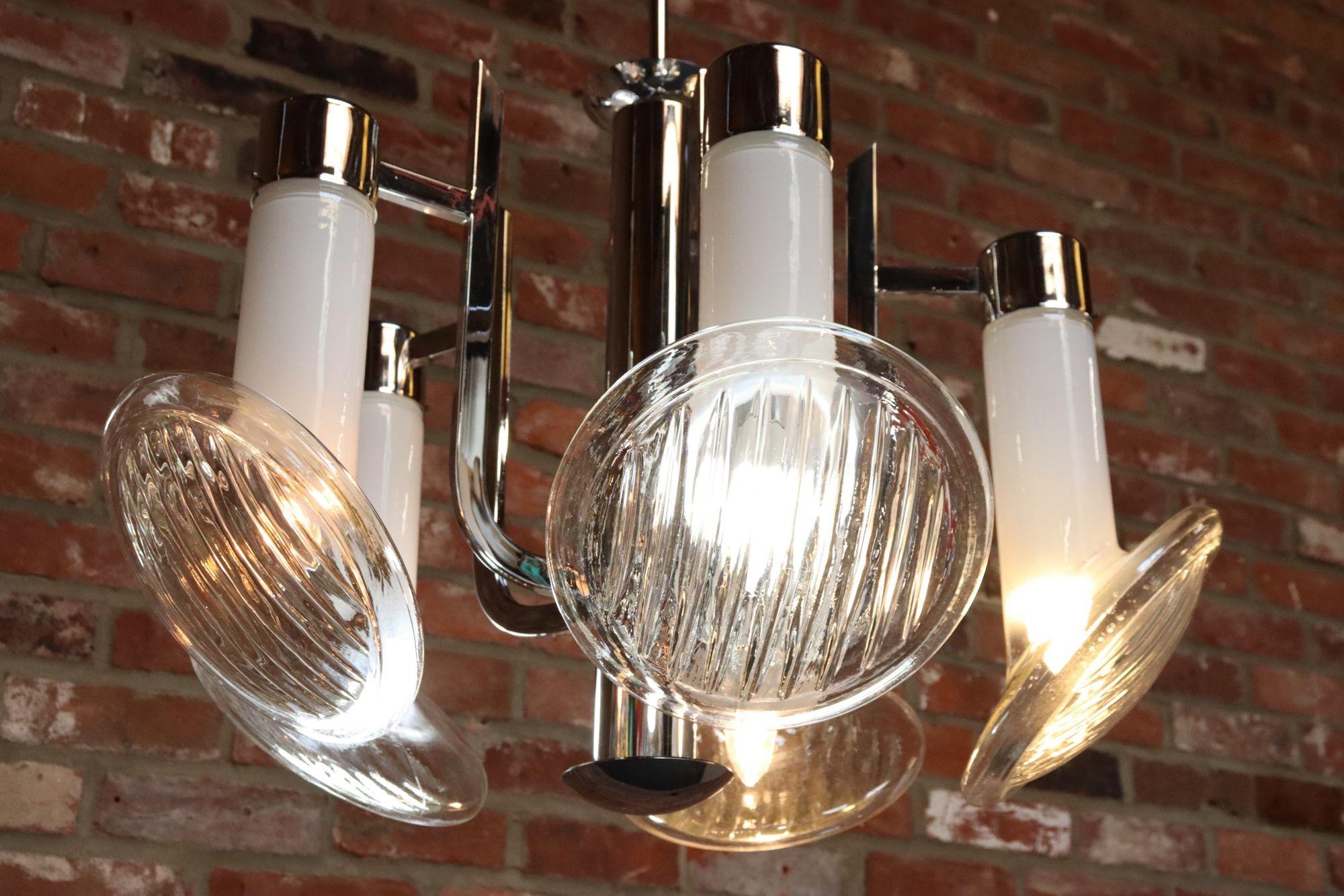 Vetro Coppia di lampadari italiani d'epoca 