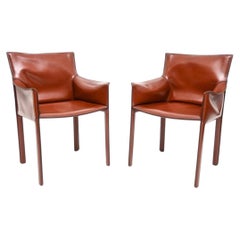 Par de sillones vintage italianos de cuero, diseñados por Enrico Pellizzoni