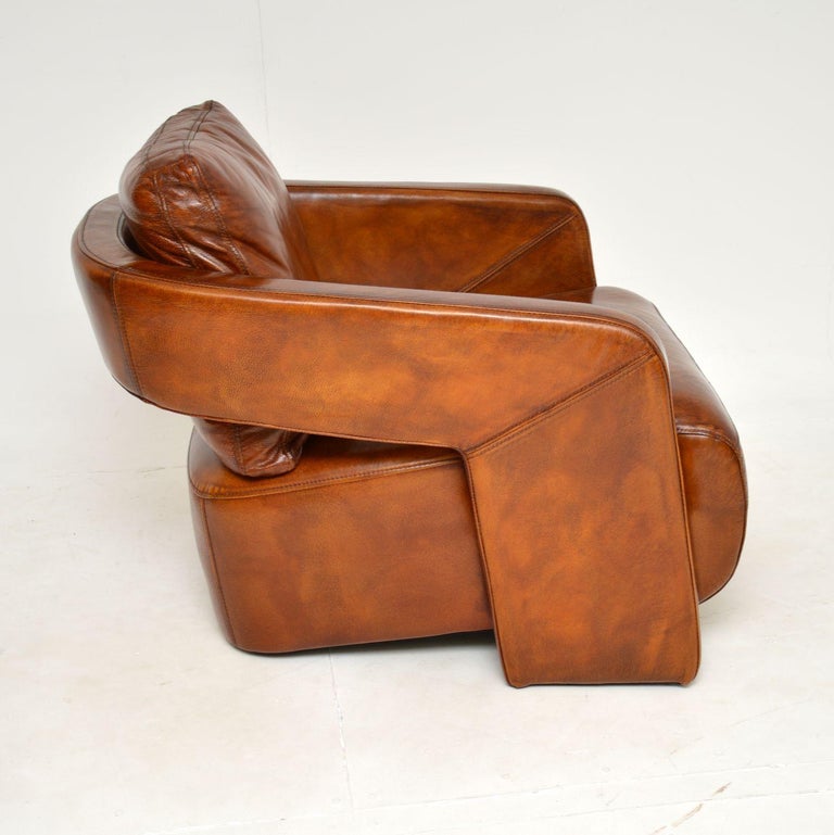 Pair of Vintage Italian Leather Armchairs For Sale at 1stDibs