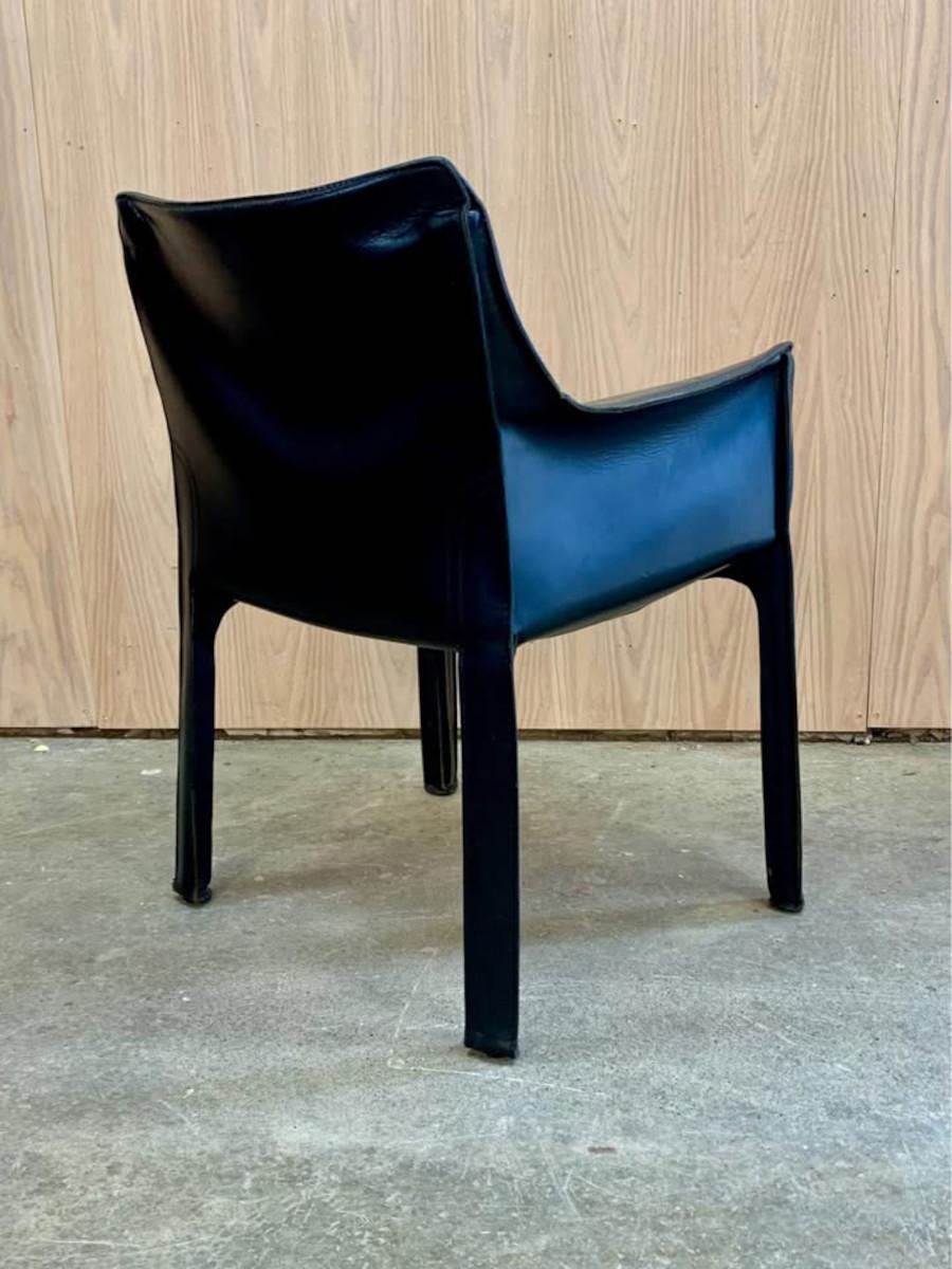 Pair of Vintage Italian Leather CAB 413 Chairs by Mario Bellini for Cassina 1