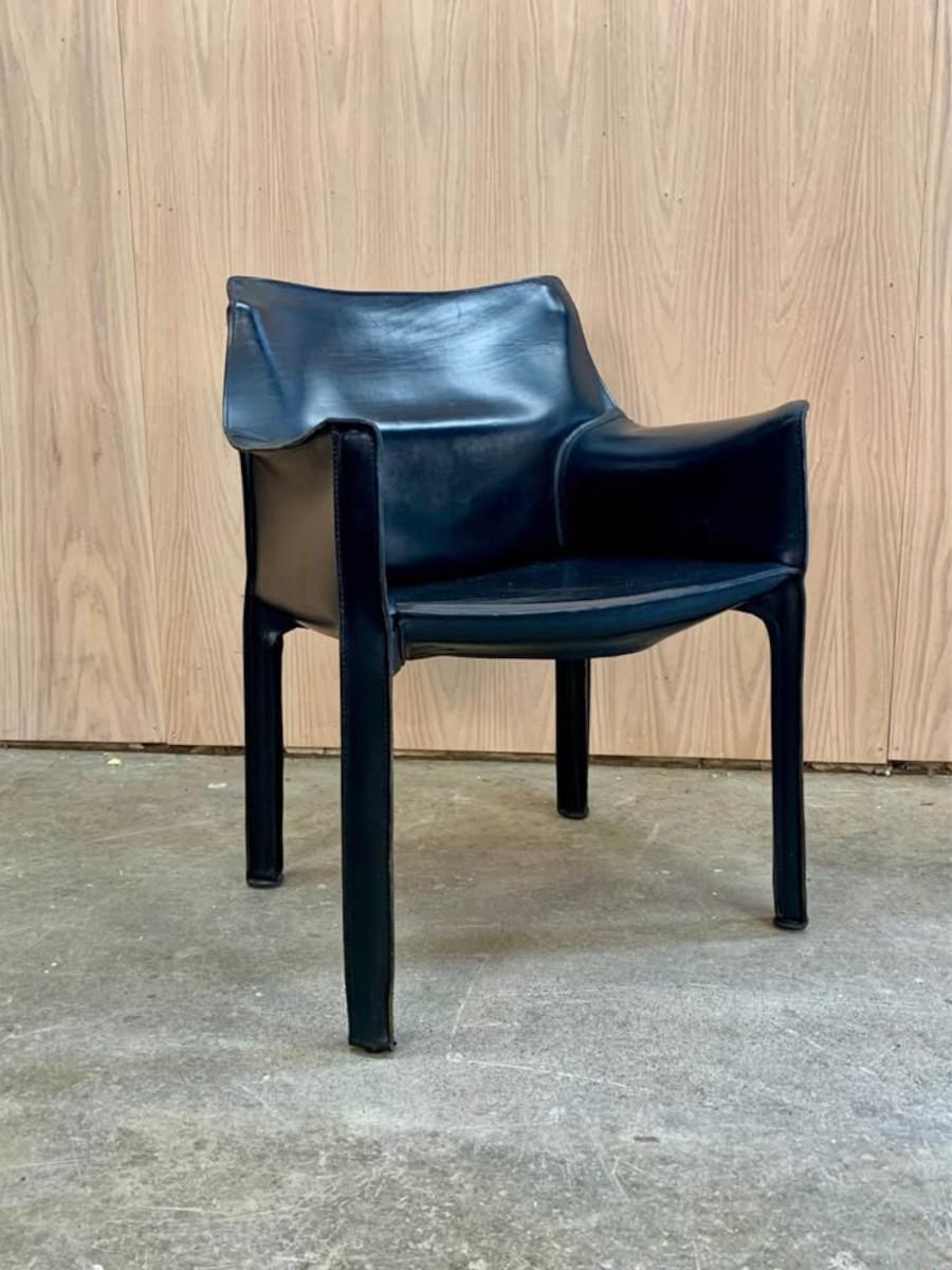 Pair of Vintage Italian Leather CAB 413 Chairs by Mario Bellini for Cassina 2
