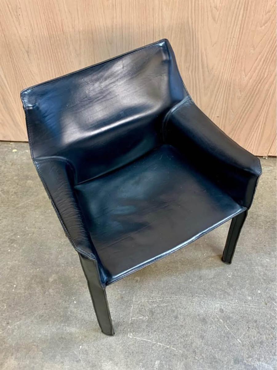Pair of Vintage Italian Leather CAB 413 Chairs by Mario Bellini for Cassina 3