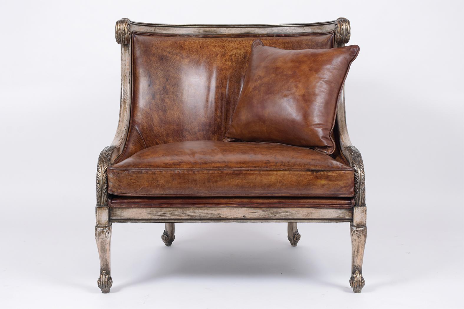 Regency Pair of Vintage Italian Leather Chairs