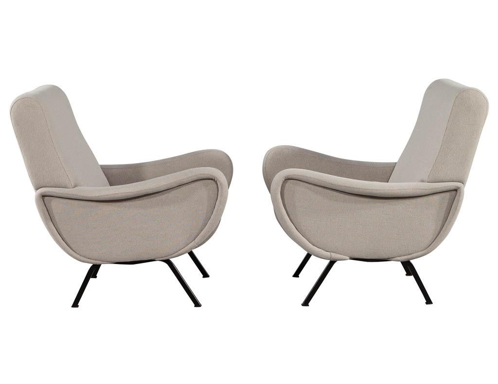 Mid-Century Modern Pair of Vintage Italian Lounge Chairs in the Style of Zanuso