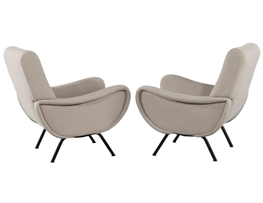 Pair of Vintage Italian Lounge Chairs in the Style of Zanuso In Good Condition In North York, ON