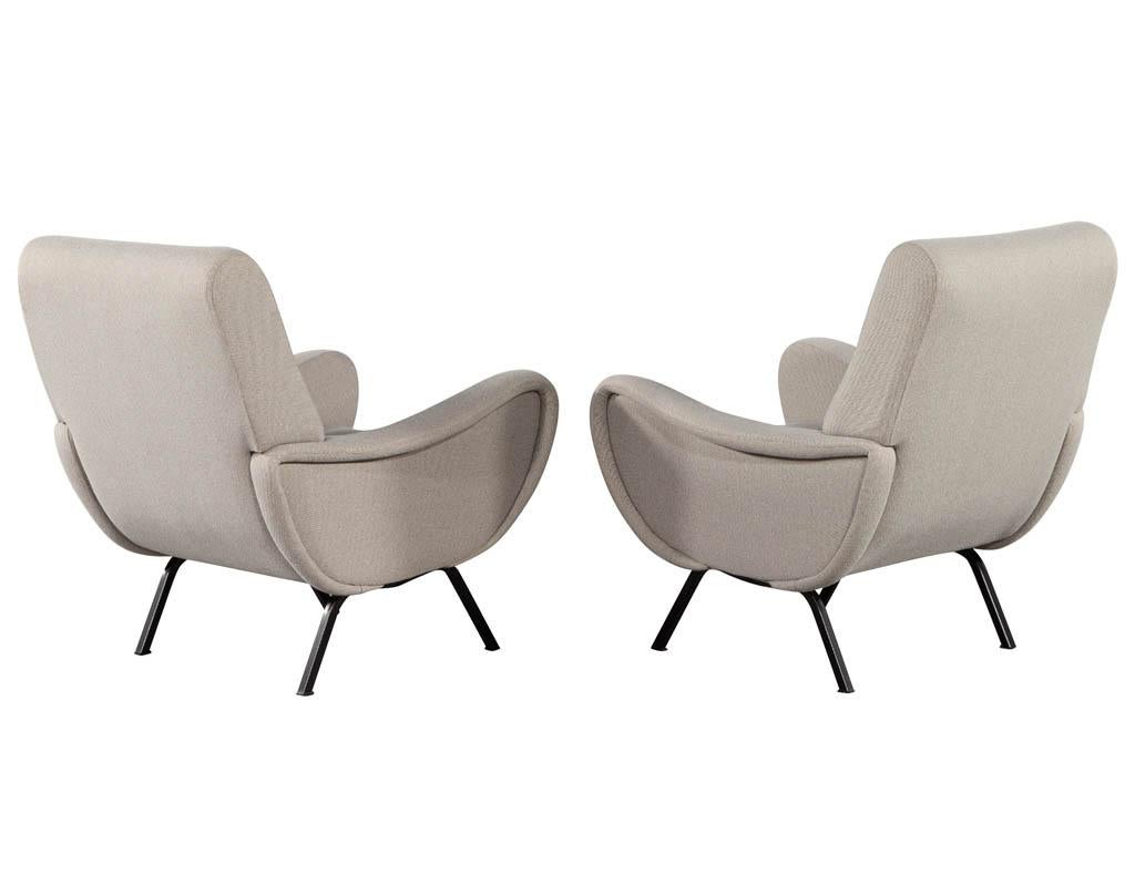 Late 20th Century Pair of Vintage Italian Lounge Chairs in the Style of Zanuso
