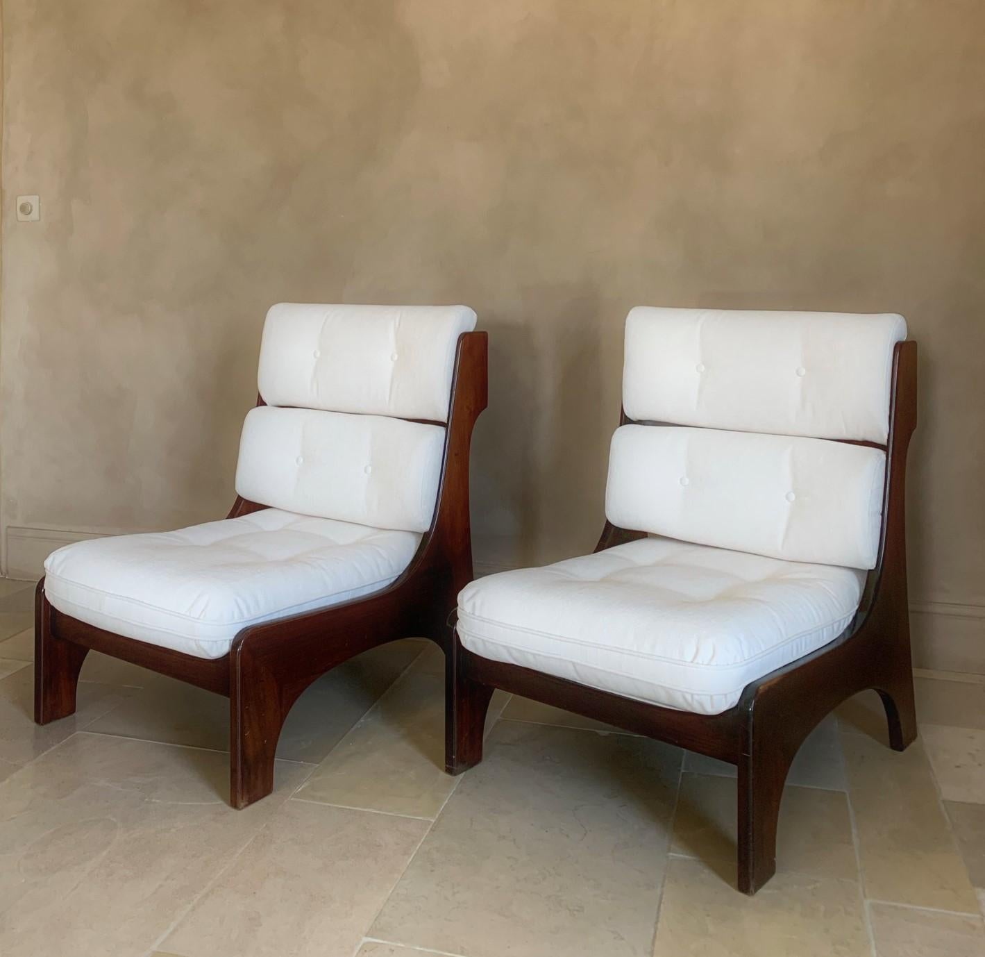 Pair of Vintage Italian Lounge Slipper Chairs, 1960s For Sale 10