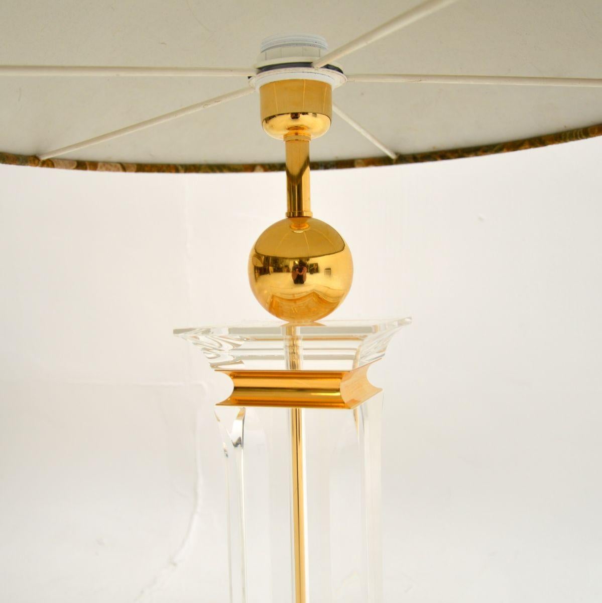Velvet Pair of Vintage Italian Lucite Table Lamps For Sale