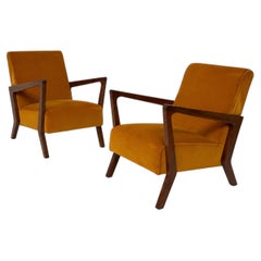 Ein Paar Vintage-Sessel aus italienischer Manufaktur aus orangefarbenem Samt