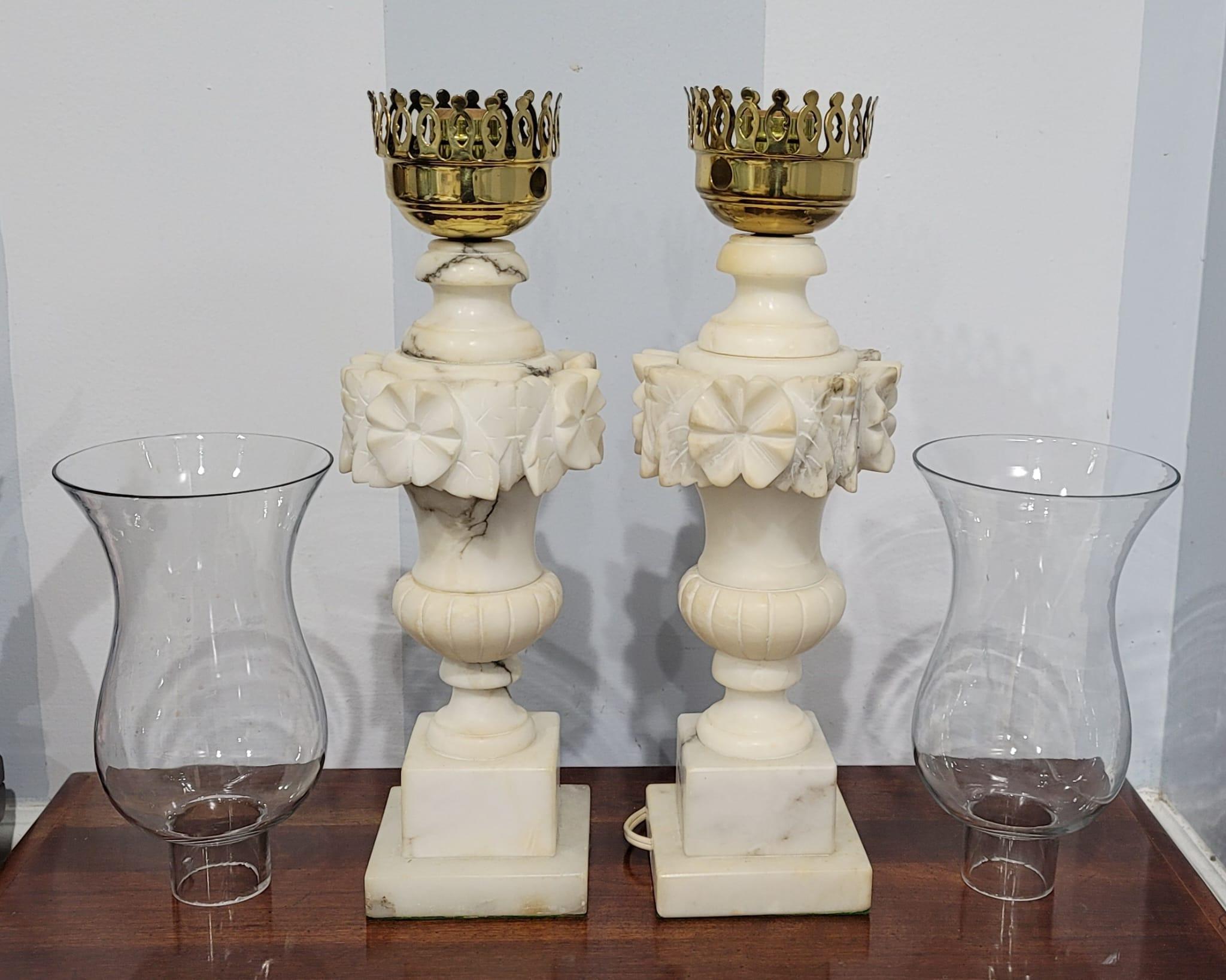 Other Pair of Vintage Italian Marble Lantern Table Lamps, Circa 1960s For Sale
