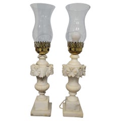 Pair of Vintage Italian Marble Lantern Table Lamps, Circa 1960s