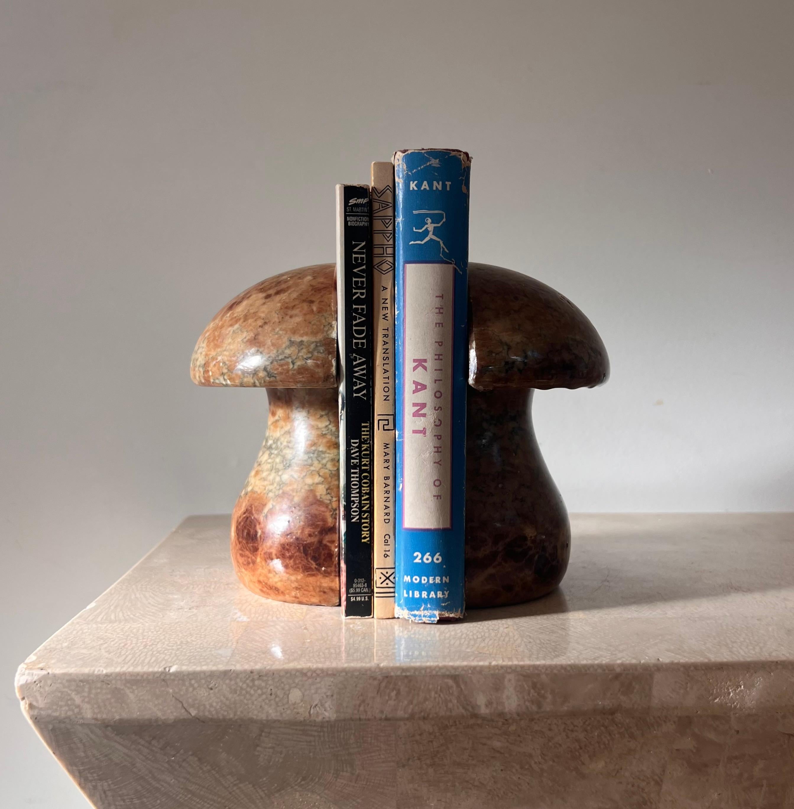 Pair of vintage Italian marble mushroom bookends, 1960s For Sale 5