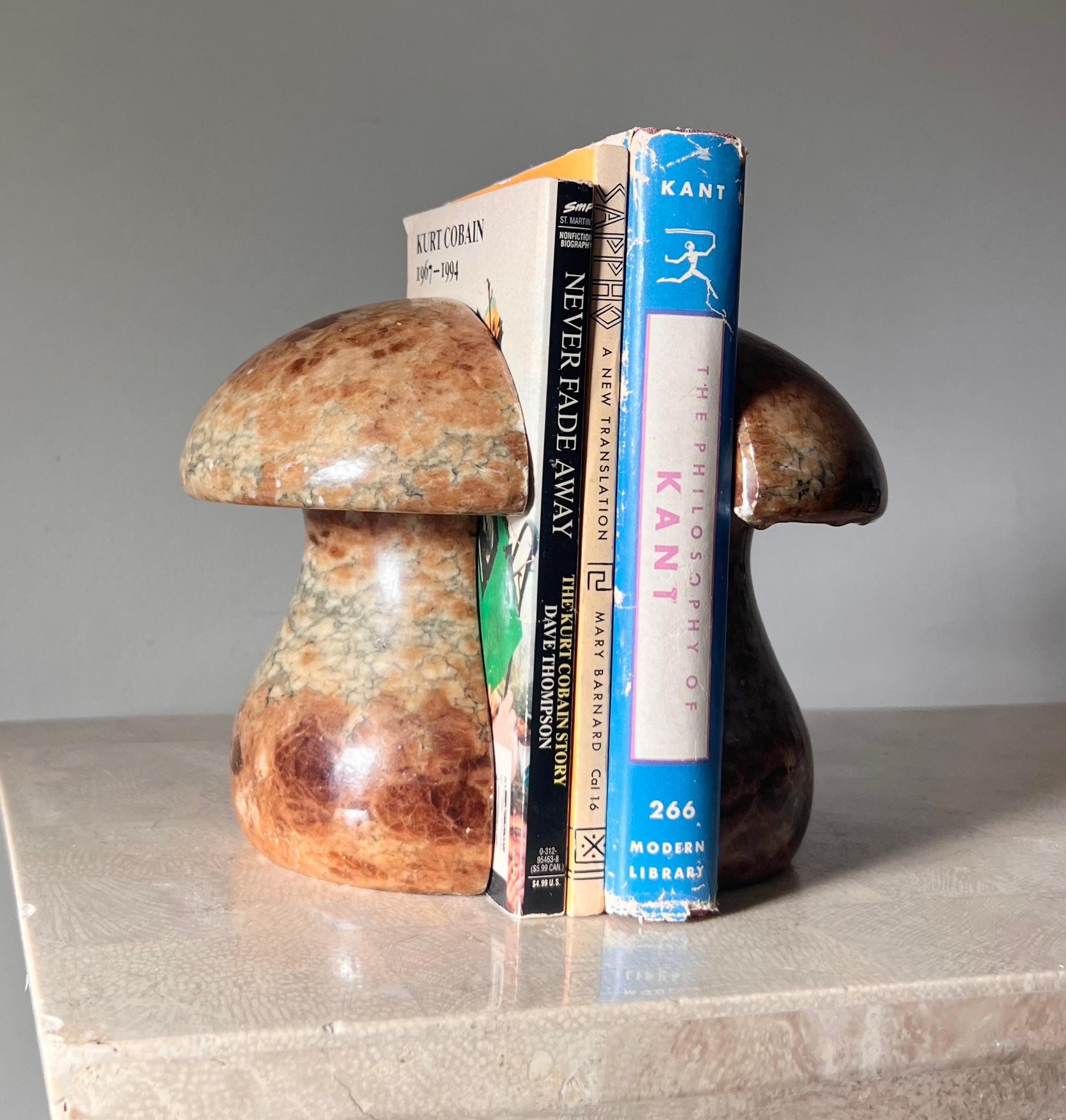 Pair of vintage Italian marble mushroom bookends, 1960s For Sale 6