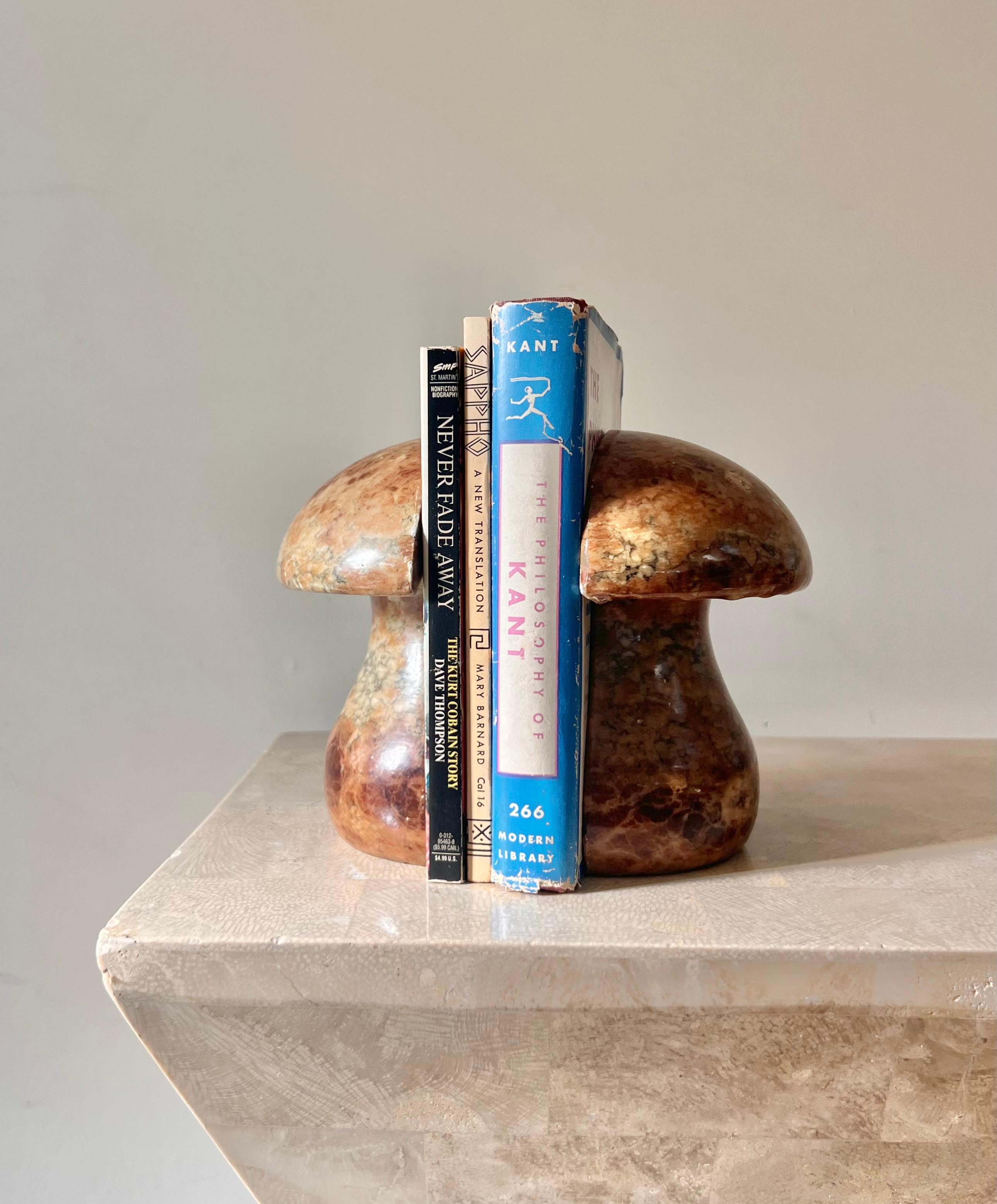 Pair of vintage Italian marble mushroom bookends, 1960s For Sale 7