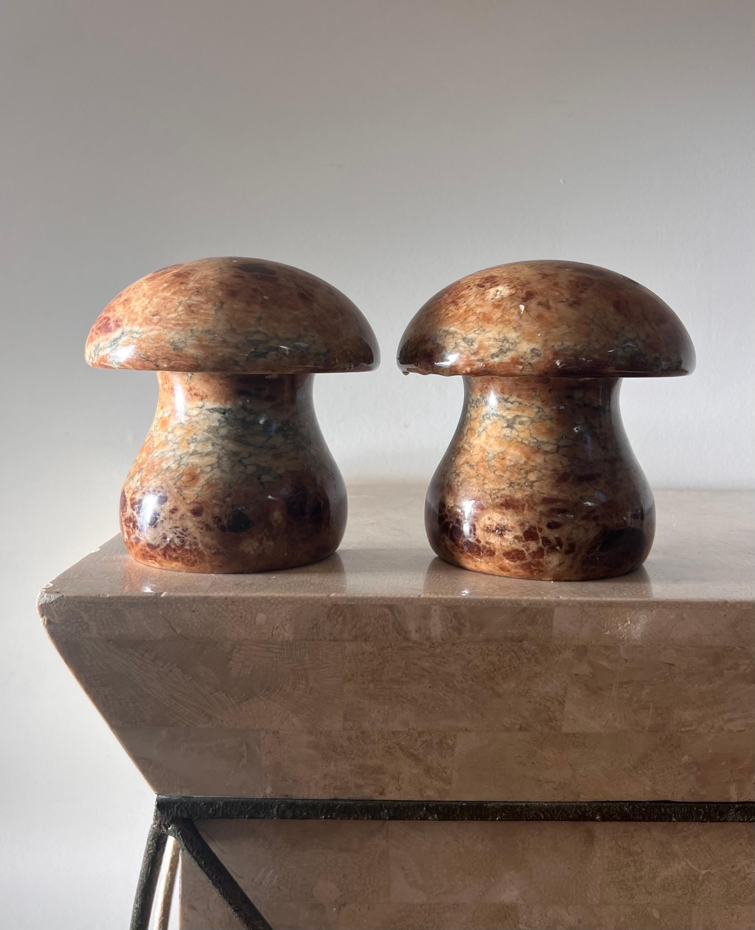 Mid-Century Modern Pair of vintage Italian marble mushroom bookends, 1960s For Sale